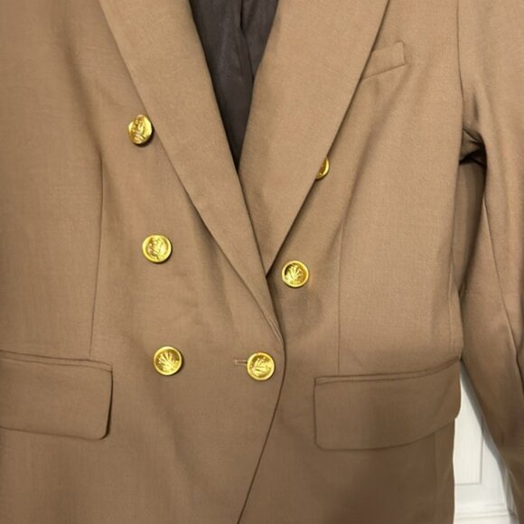 Rag & Bone Preston Virgin Wool Blazer Jacket Double Breasted Gold Buttons Tan 10 - Picture 5 of 12